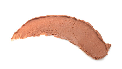 Smear of tasty nut butter isolated on white, top view