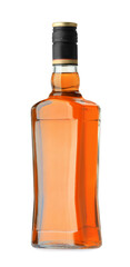 Bottle of whiskey isolated on white. Alcoholic drink