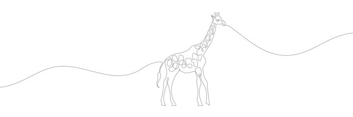 Continuous one line drawing Giraffe walking symbol . Vector illustration