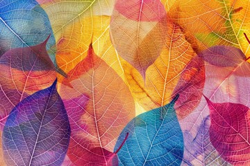Abstract autumn beauty in multi colored leaf vein pattern