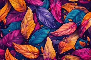Abstract design with colorful patterns on nature leaf generated by ai
