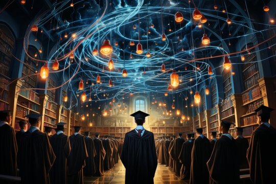 Modern university education with high tech equipment and technology for young people