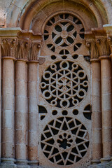 Ermita de Santa Coloma,   window flared in a semicircular arch, Albendiego, Guadalajara province,...