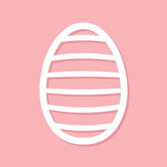 easter egg silhouette, white holiday design element pink background, decorative art, vector illustration