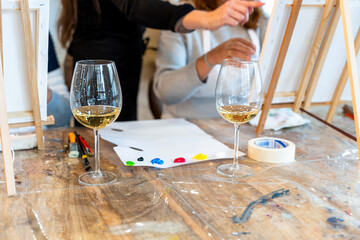 Art and Wine. Sip and Paint Event.