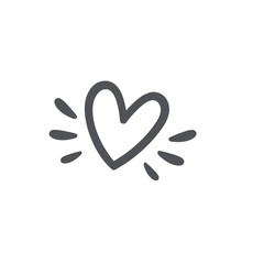 Comic heart line icon, manga doodle element. Funny retro heart shape for love magic and dreams expression, romantic emotion of character. Valentines day icon of comic book style vector illustration