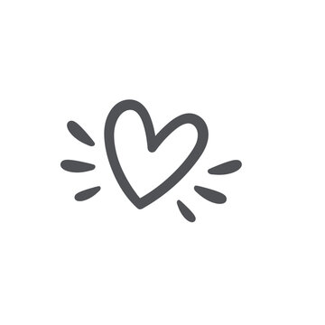 Comic heart line icon, manga doodle element. Funny retro heart shape for love magic and dreams expression, romantic emotion of character. Valentines day icon of comic book style vector illustration