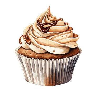 chocolate cupcake with cream and chocolate drizzle clip art preview