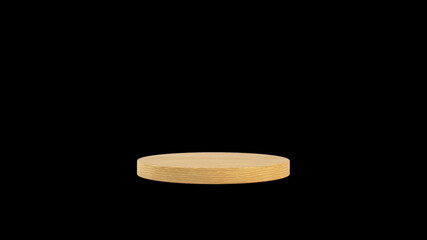 Wood podium isolated on black background, 3d render