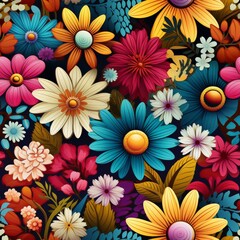 Fototapeta na wymiar Boho Chic Floral Pattern. Seamless Spring Pattern.