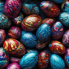 Fototapeta na wymiar Eggstravaganza: Seamless Easter Celebration Pattern