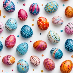 Fototapeta na wymiar Floral Delight: Seamless Easter Egg Collection. Seamless Easter Pattern.
