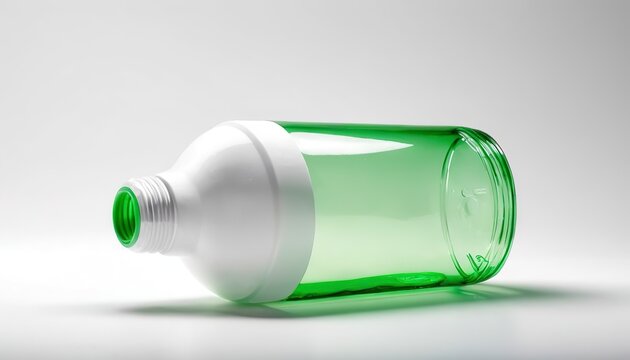green water bottle with white cap isolated on white background