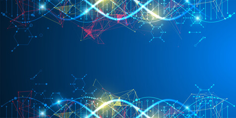 Scientific and technological background. Abstract image of DNA molecule. Vector illustration. Hand drawn.