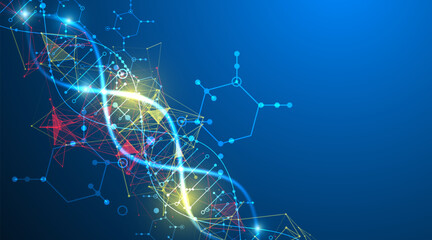 Scientific and technological background. Abstract image of DNA molecule. Vector illustration. Hand drawn.