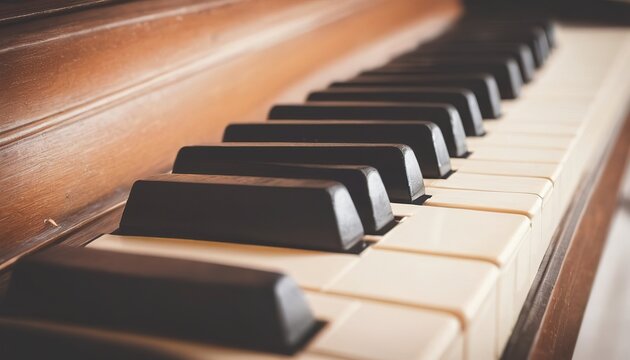 Selective focus point on Vintage piano keys - Vintage filter effect
