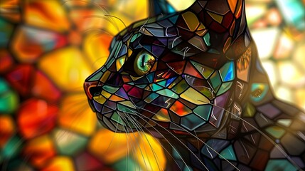 Cat in a stained glass window