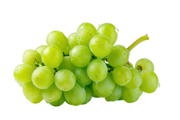Fresh grapes. Green grapes isolated on transparent background.