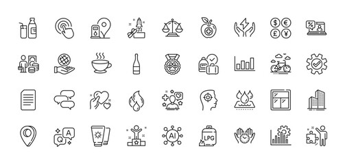 Fototapeta na wymiar Money profit, Coffee cup and Safe time line icons pack. For web app. Line icons. Vector