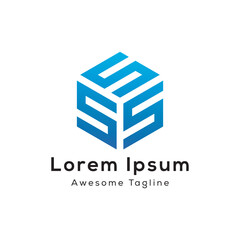 sss letter cube shape logo