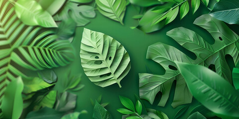 Leaf Leaves Green 3d Background With An Outline Of  Backgrounds