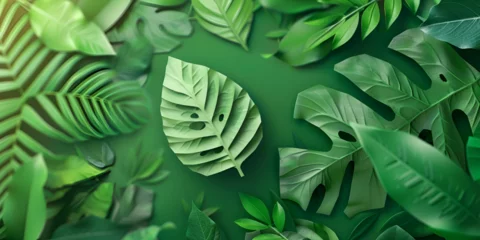 Gordijnen Leaf Leaves Green 3d Background With An Outline Of  Backgrounds © muhammadjunaidkharal