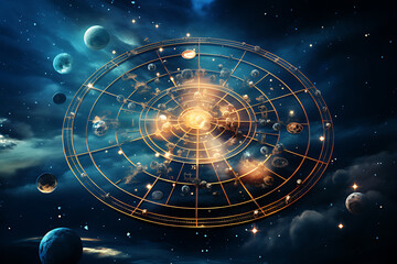 Zodiac signs and astrology with constellations, concepts, predictions, horoscopes, beliefs - obrazy, fototapety, plakaty