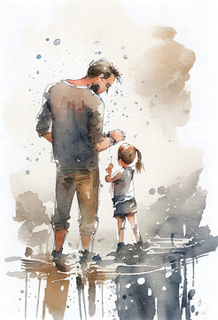 Father day watercolor background. AI generated
