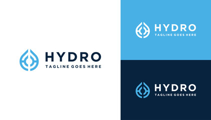Initial Letter H HH with Fresh Aqua Water Drop Logo Design