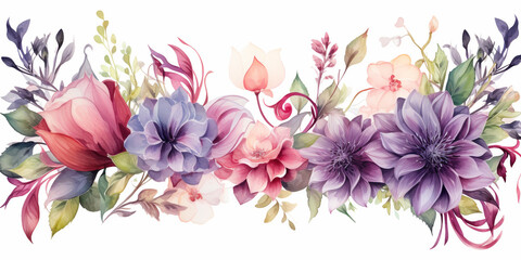 Beautiful blooming floral frame, Beautiful hand drawing flower
