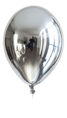 One chrome-colored balloon with a silver reflective finish.