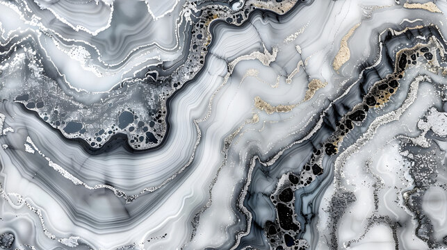 Silver Marble Swirl Background with Gray Accents for Modern and Sleek Designs