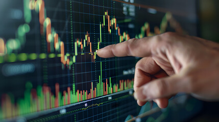 Abstract finance background. Stock market or forex trading graph and candlestick chart suitable for financial investment concept.