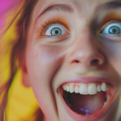 Close-up of an excited person's face