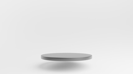 Black empty podium or pedestal for product presentation on white background. 3d rendering	