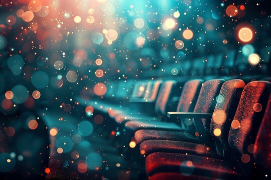 Enigmatic Theater Seats Illuminated by Abstract Glowing Particles
