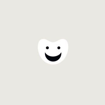 Dental hygiene filled monochrome logo. Oral care. Check up. Smiling molar. Design element. Created with artificial intelligence. Playful ai art for corporate branding, medical consultation, dentist
