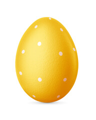 Yellow Easter egg with dots isolated. Handmade painted decoration. Transparent PNG image.