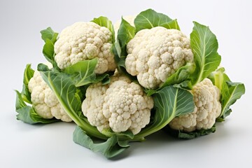 Fresh cauliflower on clean white background for ads and packaging design, eye-catching visuals