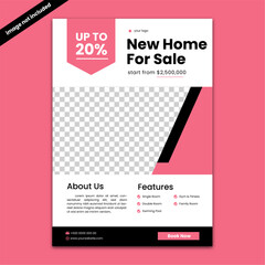 Pink Real Estate Flyer Template, Corporate Real Estate Flyer Template, Flyer Design,