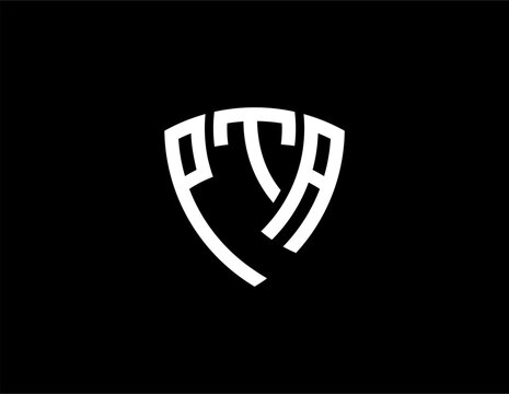 PTA creative letter shield logo design vector icon illustration