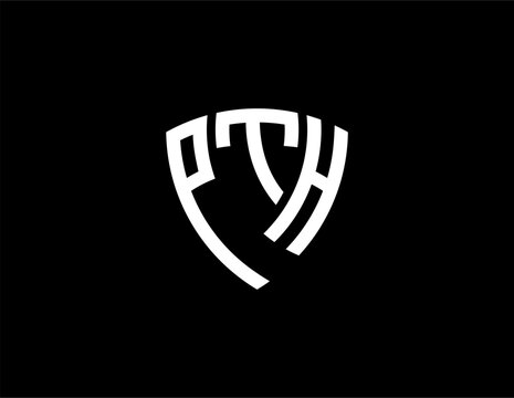 PTH creative letter shield logo design vector icon illustration