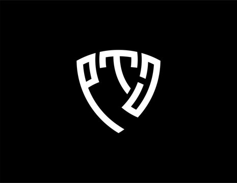 PTJ creative letter shield logo design vector icon illustration