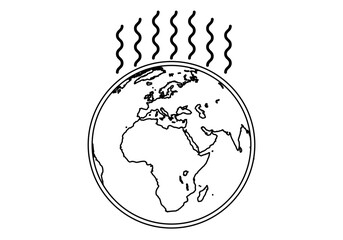 Icono negro de planeta tierra calentándose en fondo blanco.  © Gabrieuskal