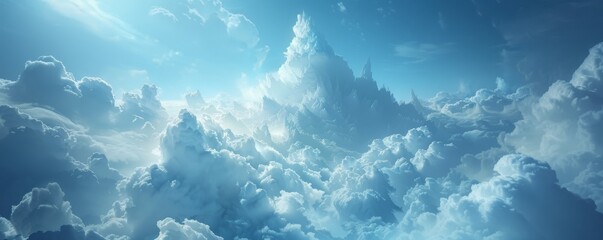 A castle made of clouds home to sky spirits and celestial beings - obrazy, fototapety, plakaty