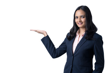 Business woman with different poses an expressions on white background.  