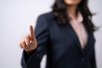 Business woman with different poses an expressions on white background.  