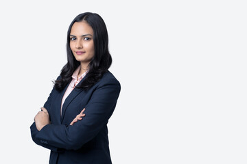 Business woman with different poses an expressions on white background.  