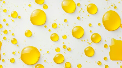 Abstract Yellow Liquid Droplets on White Surface, An abstract pattern of vibrant yellow liquid...