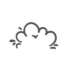 Smoke puff cloud with curvy lines icon. Silhouette of soft soap foam, steam and dust pollution curves trails, fog and mist spread in air. Smoke comic icon of doodle style vector illustration - obrazy, fototapety, plakaty